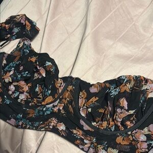 Floral Black Bikini Top